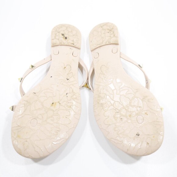 Steven by Steve Madden Deena Beige Plastic Gold Studded Flat Thong Sandals - 7 - Picture 7 of 7